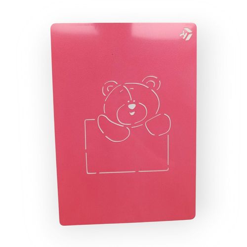 Вырубка и трафарет МИШКА С ДОСКОЙ 10х9 см для кондитеров и выпечки