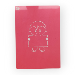 Вырубка + трафарет "МАЛЬЧИК С ТАБЛИЧКОЙ", 10 см