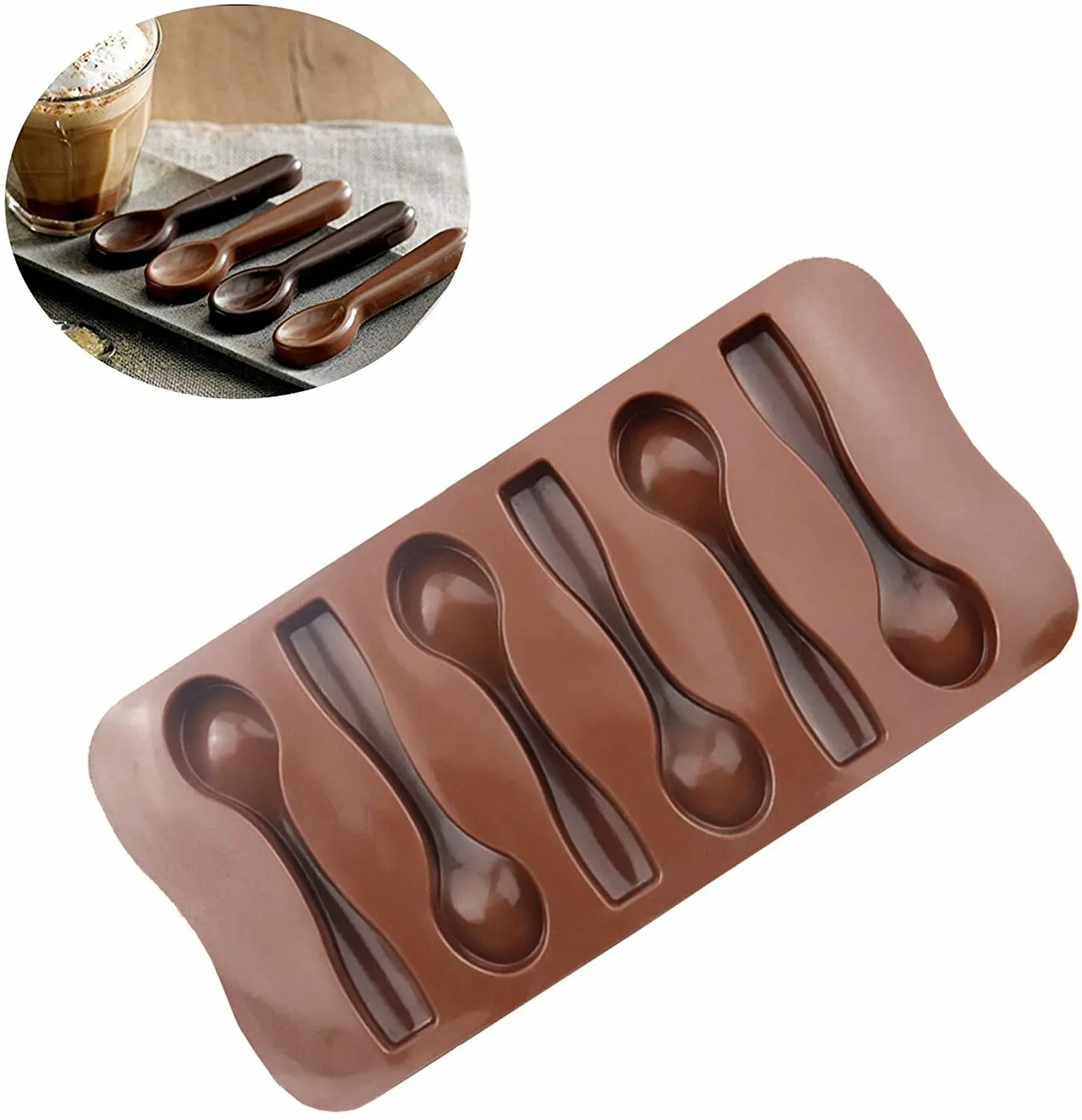 Форма силиконовая "Ложки", 6 ячеек