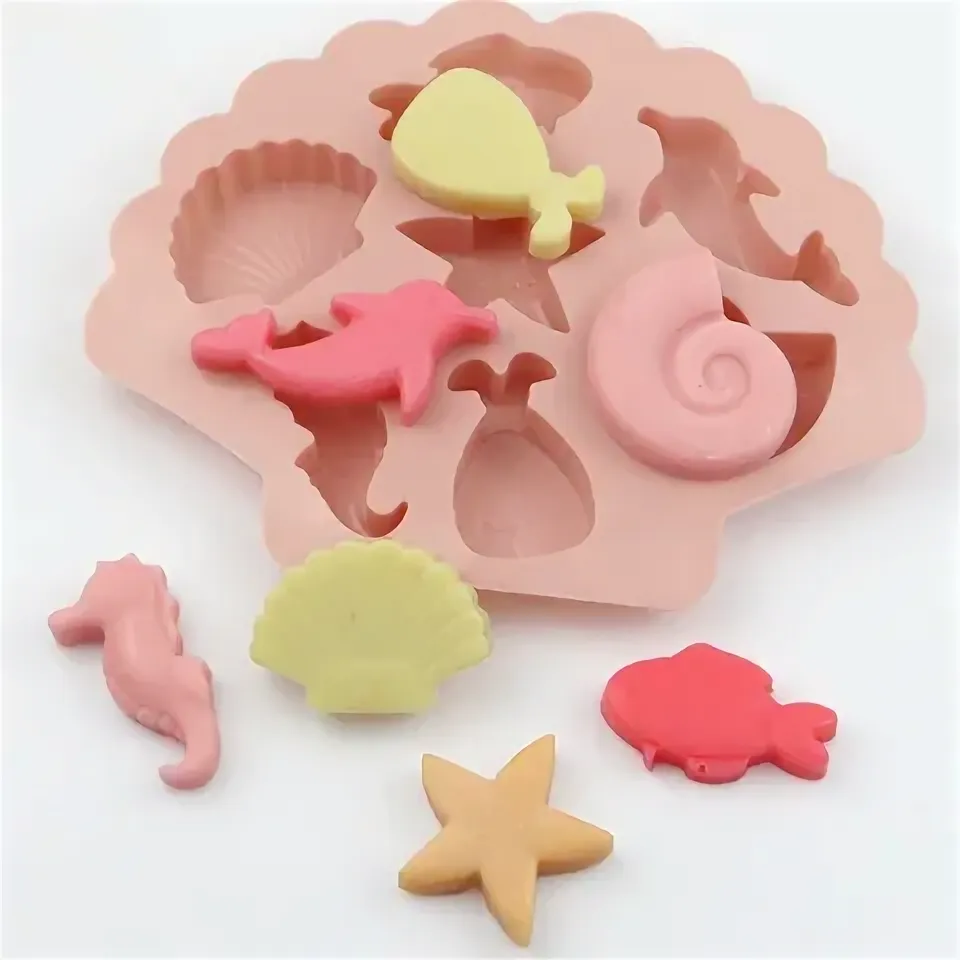 Форма силиконовая для шоколада "Морской мир", 7 ячеек