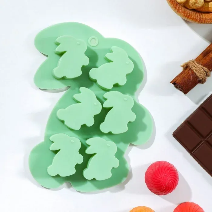 Форма силиконовая для шоколада "Заяц", 6 ячеек