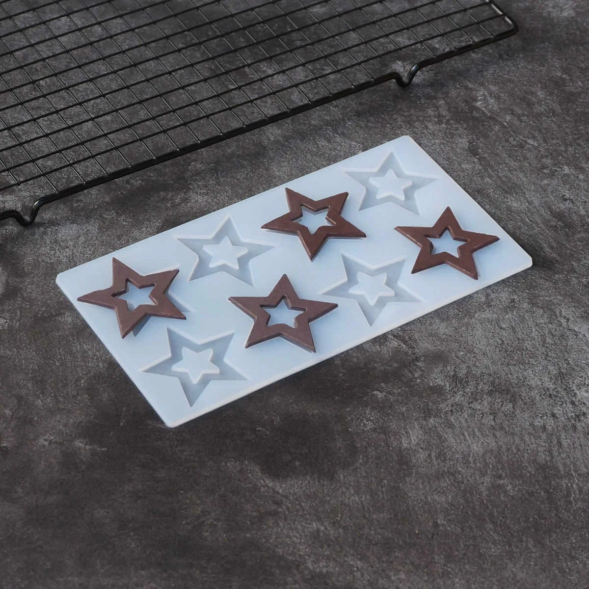 Силиконовый коврик для шоколада "Звёзды", 6 ячеек